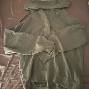 Oysho Olive Green Hoodie – Oversized Athleisure Pullover (Size S)